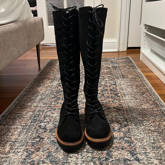 Size 8 ASOS knee high lace up zip up tall boots - Picture 1 of 5